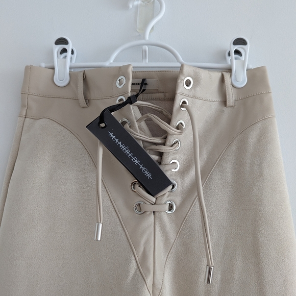 Manière de Voir beige leather and suede pants - Picture 6 of 8